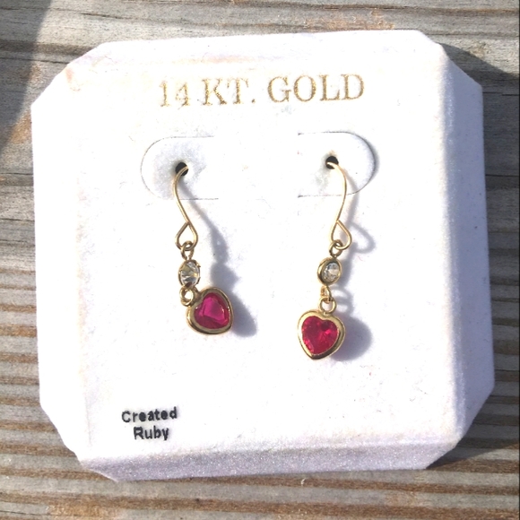 Jewelry - New 14k Ruby Heart Earrings
